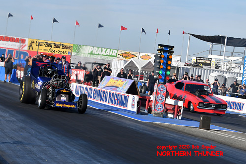 AA/FA - AA/FC - Kevin Burgess - 'Nasty Benjamin' (near lane) 
vs Don Knoblauch - 'Atomic Punk' (far lane)